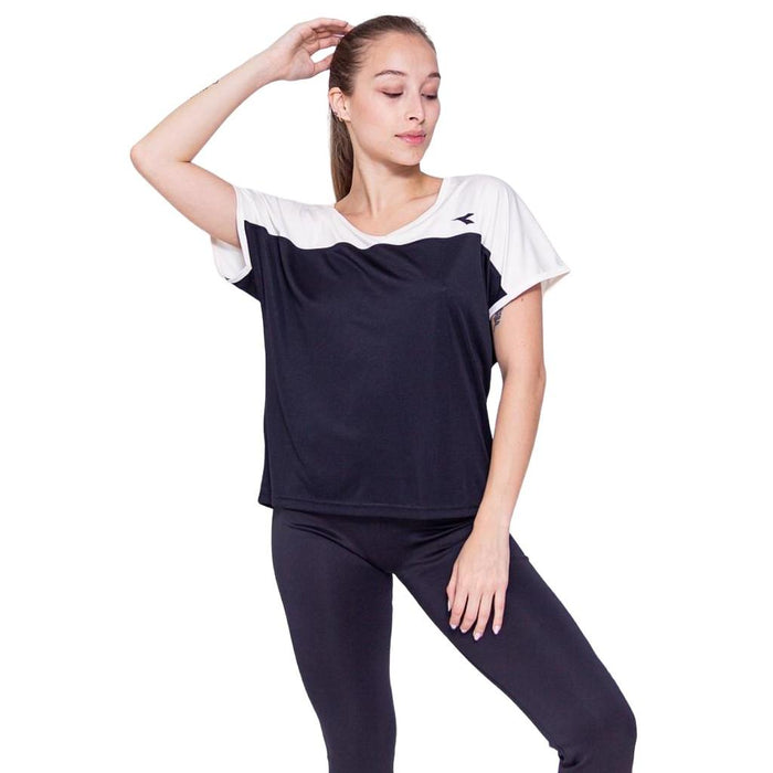 Diadora T-Shirt Femenino Dryfit-V-Neck-T-Shirt White/Black