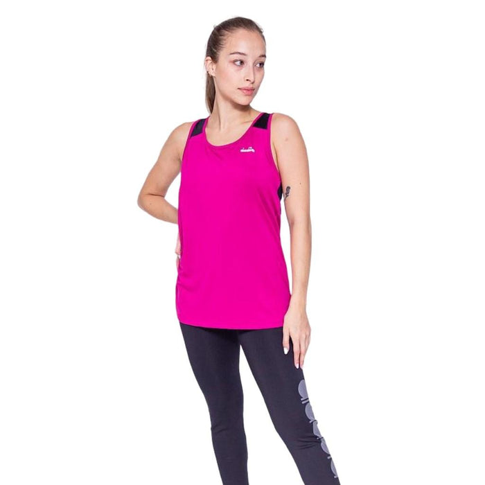 Diadora Tank-T-Shirt Femenino Tank-T-Shirt-With-Contrast Pink/Black