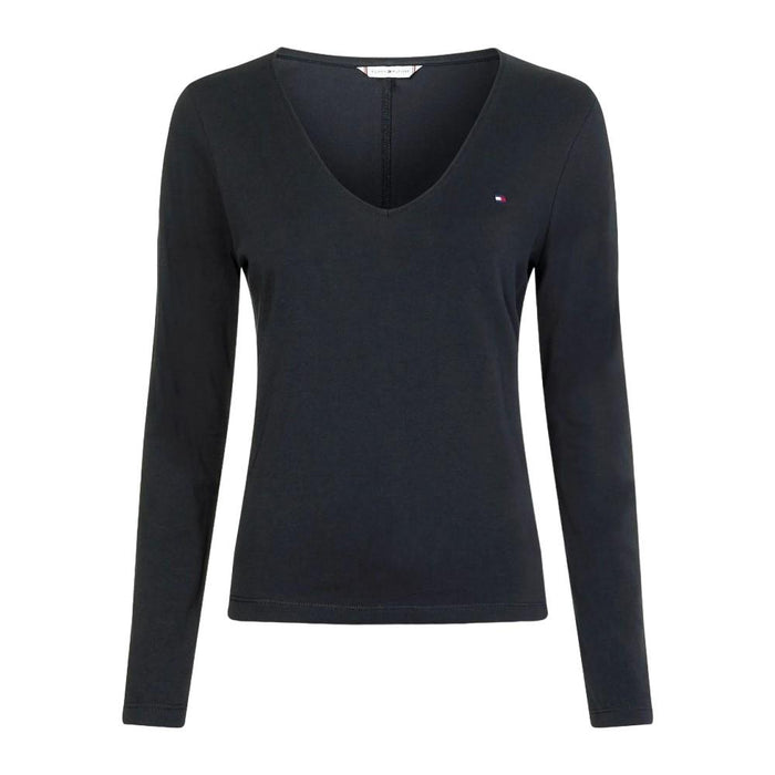 Tommy Hilfiger T-Shirt Femenino Regular_Classic_V-Nk_Top_Ls Black