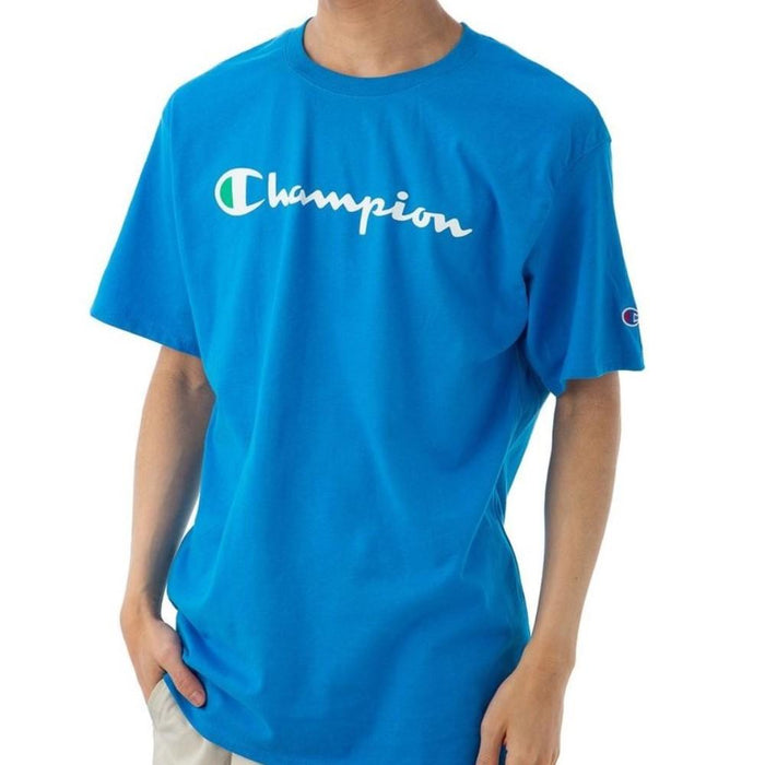 Champion T-Shirt Masculino Classic_Graphic_Tee Deep_Blue_Water