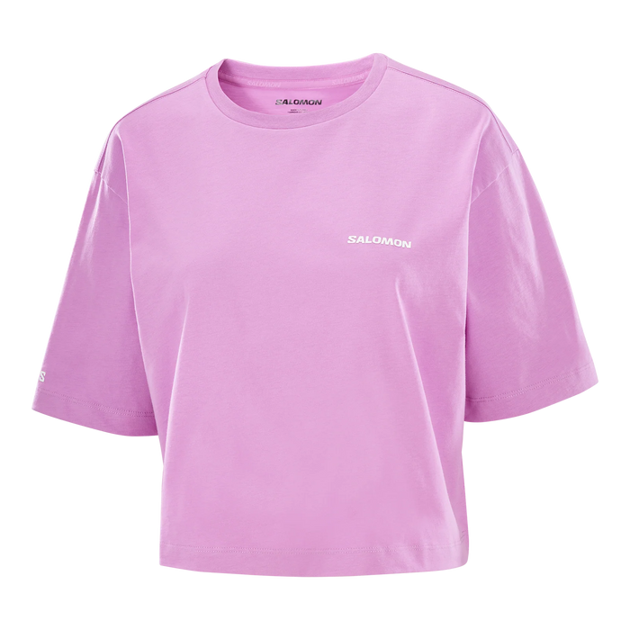 LC2680900 Salomon Prendas Remeras Femenino Running Short Ss Tee Relaxed Cyclamen Pink