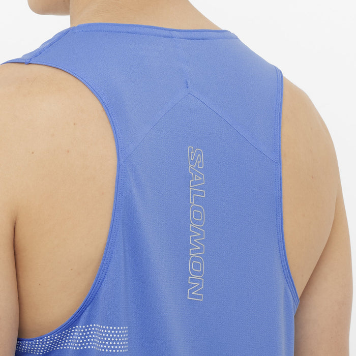 Salomon Prendas Musculosas Masculino Running Sense Aero Singlet Gfx Ultramarine/White