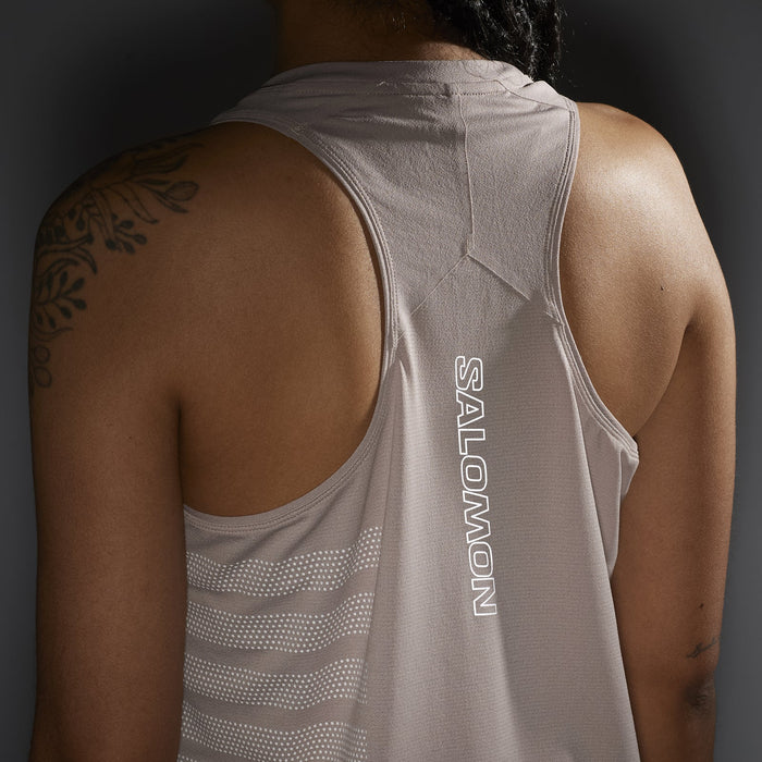 Salomon Prendas Musculosas Femenino Running Sense Aero Singlet Gfx Etherea/White