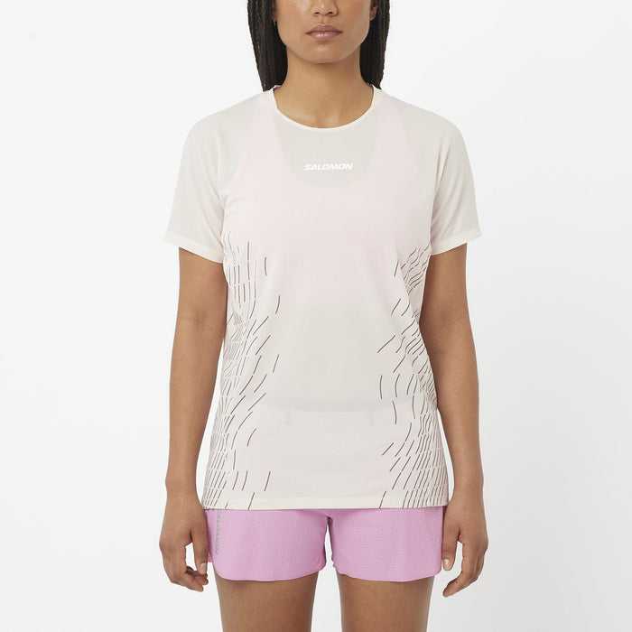 Salomon Prendas Remeras Femenino Running Sense Aero Ss Tee Gfx White