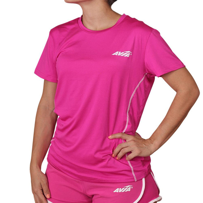 Avia Remeras Femenino Training Drip Fuschia/White
