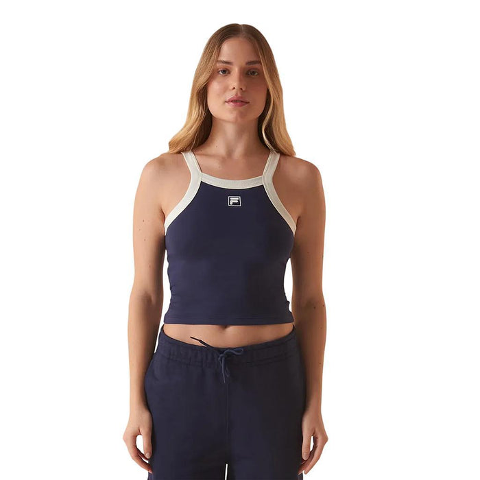 Fila Musculosas Femenino Moda Ribbed Letter Retro Navy
