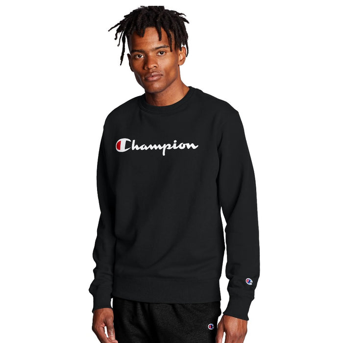 Champion Fleece Masculino Powerblend Graphic Crew Fleece Black