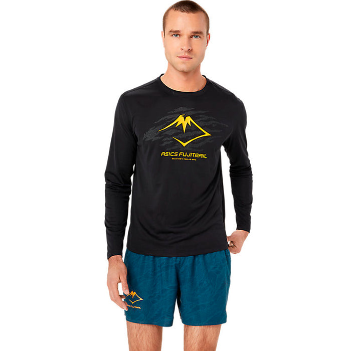 Asics Remeras mangas largas Masculino Running Fujitrail Logo Ls Top Performance Black/Carbon/Fellow Yellow