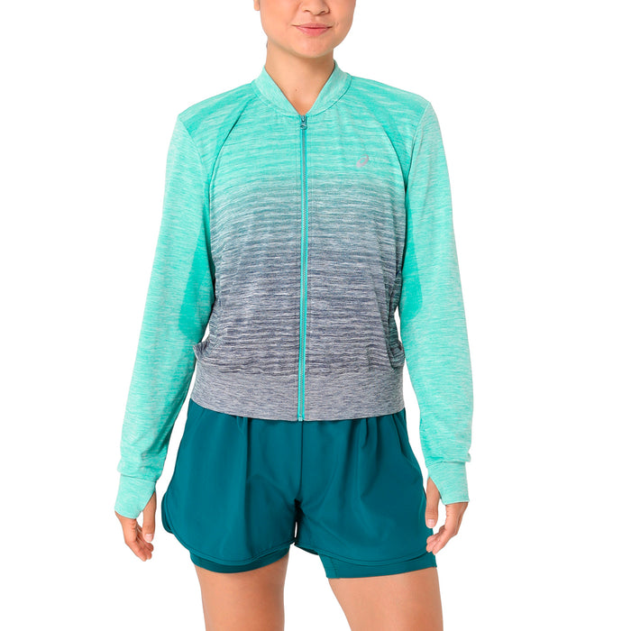 Asics Camperas Femenino Running Nagino Run Seamless Jacket Aurora Green/Blue Expanse