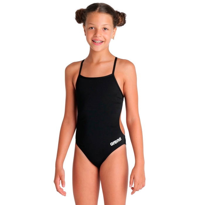 004765-550 ARENA PRENDAS TRAJE DE BAÑO NIÑOS NATACION TEAM SWIMSUIT CHALLENGE SOLID BLACK WHITE