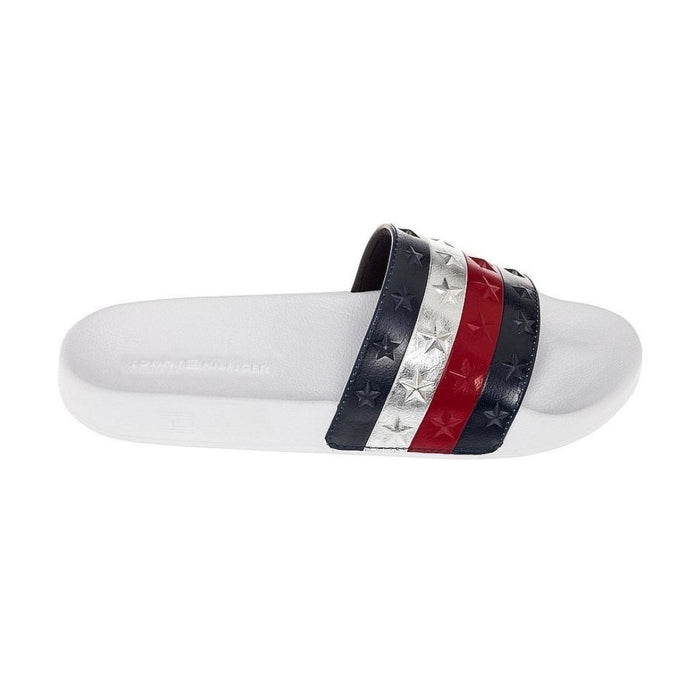 Tommy Hilfiger Femenino Sandals Embossed Stars Pool Slide White