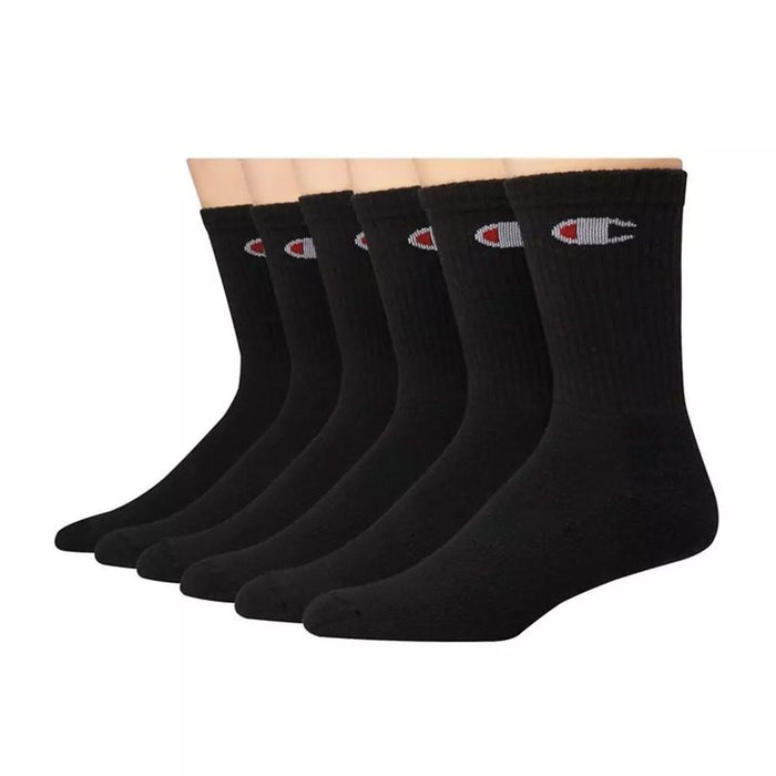 038257132328 CH170 Champion Medias Masculino Crew 6 Pairs Black