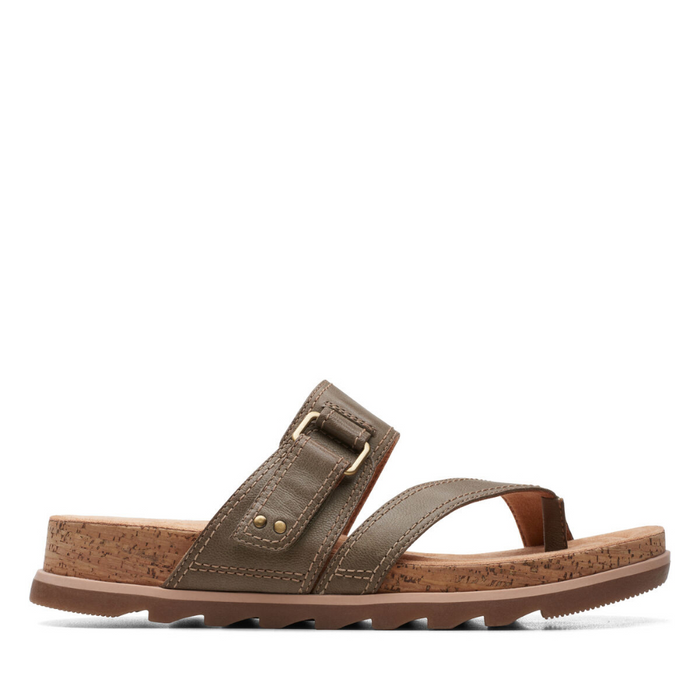 Clarks Sandalias Femenino Yacht Beach Olive Leather