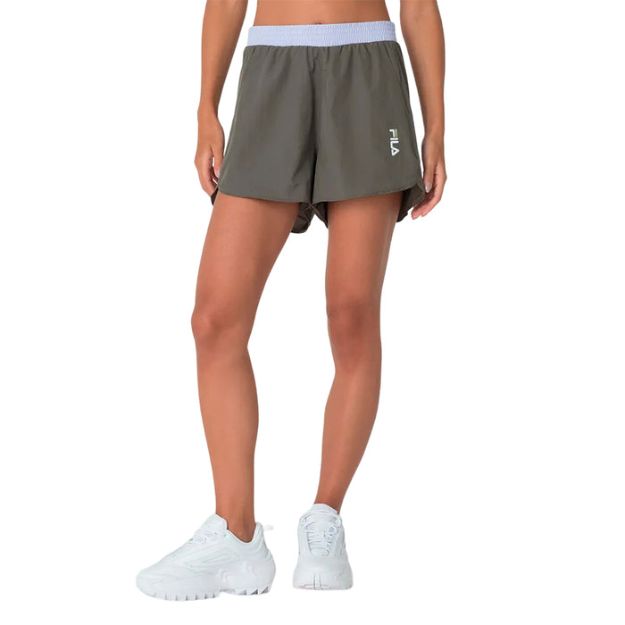 Fila Shorts Femenino Moda Color Block Letter Olive Green/Pastel Lilacs