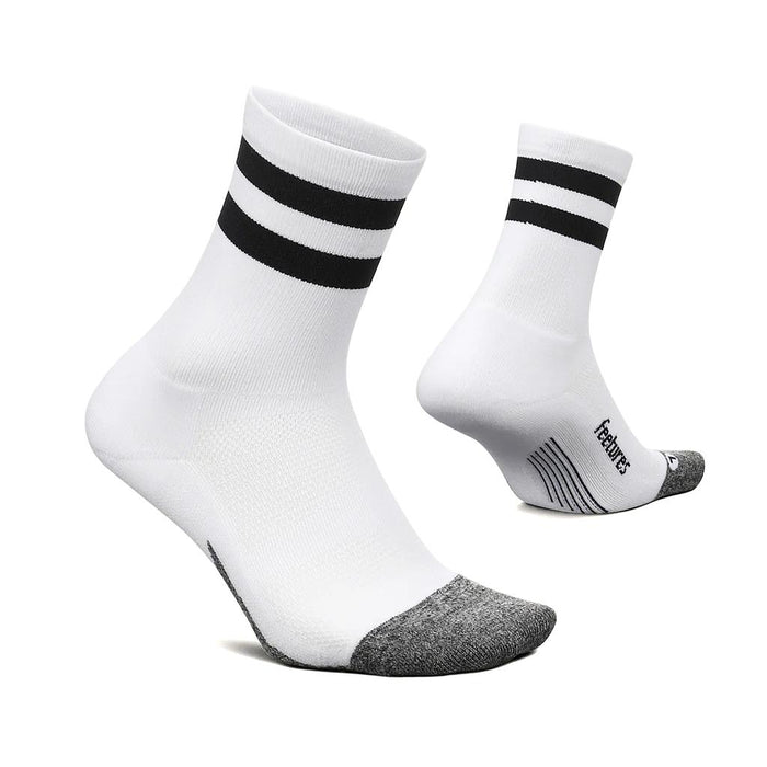 E905693 Feetures Medias Unisex Running Elite Light Cushion Mini Crew White High Top Stripe