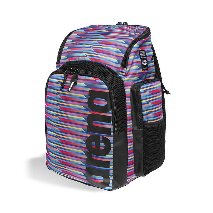 006273-130 ARENA ACCESORIOS MOCHILAS DE NATACION UNISEX NATACION SPIKY III BACKPACK 45 ALLOVER RACING STRIPES
