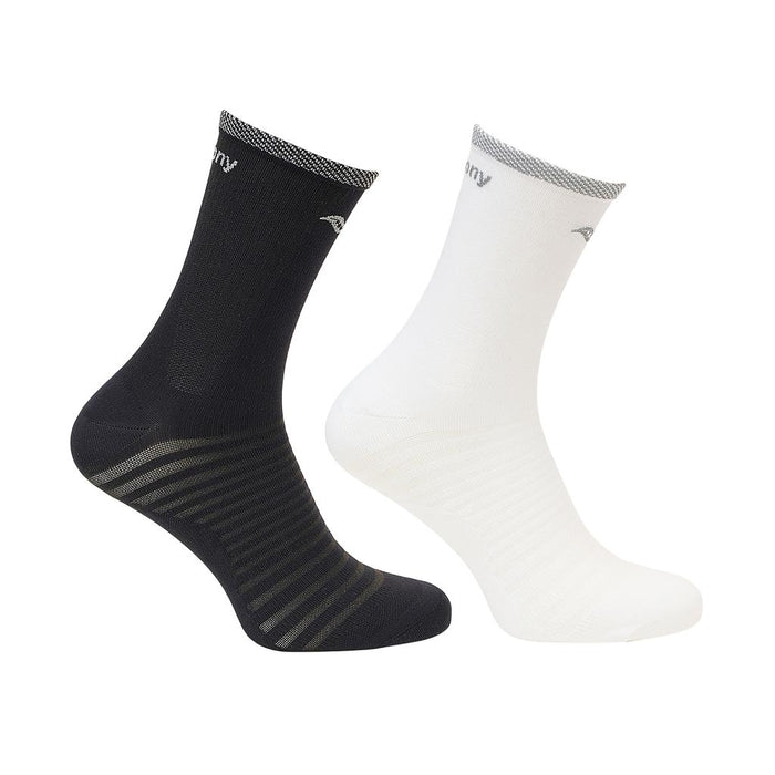 52920106S134 Saucony Medias Unisex Running Endorphin Crew T2 B&W Pack X2 Assorted