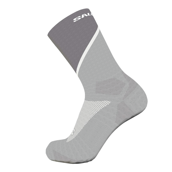 Salomon Medias Unisex Running Socks Pulse Crew Shark Skin/Glacier Gray/White