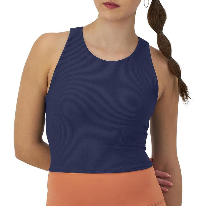 Champion Crop Top Femenino Training Soft Touch Blown Glass Blue