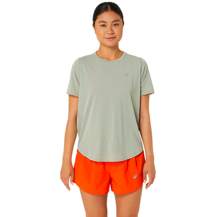 Asics Remeras Femenino Running Road Ss Top Olive Grey