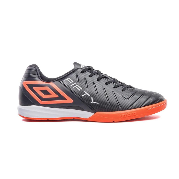 U01FB00324-102 Umbro Calzados Indoor Masculino Futbol Fifty VI Black/Fiery Coral/White
