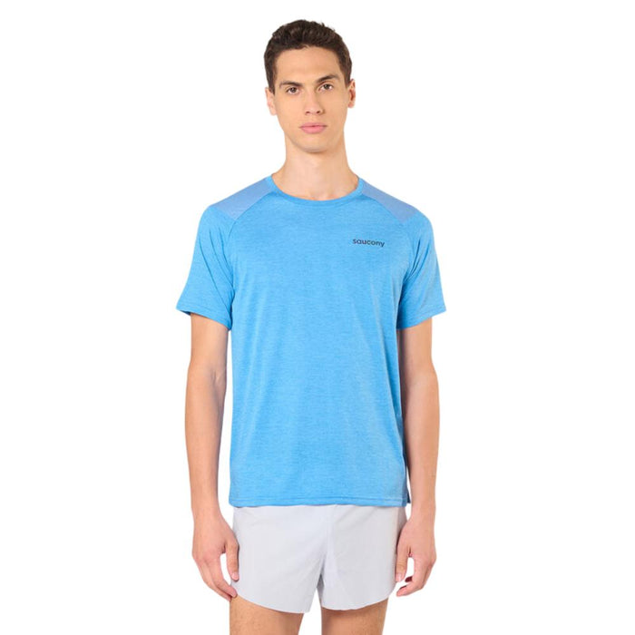 Saucony Remeras Masculino Running Elevate Short Sleeve Breeze Blue Melange