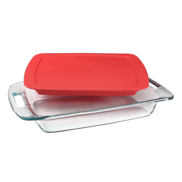 071160060593 PYREX EASY GRAB 2.85L OBLONG BAKING DISH C/TAPA PLASTICO ROJO
