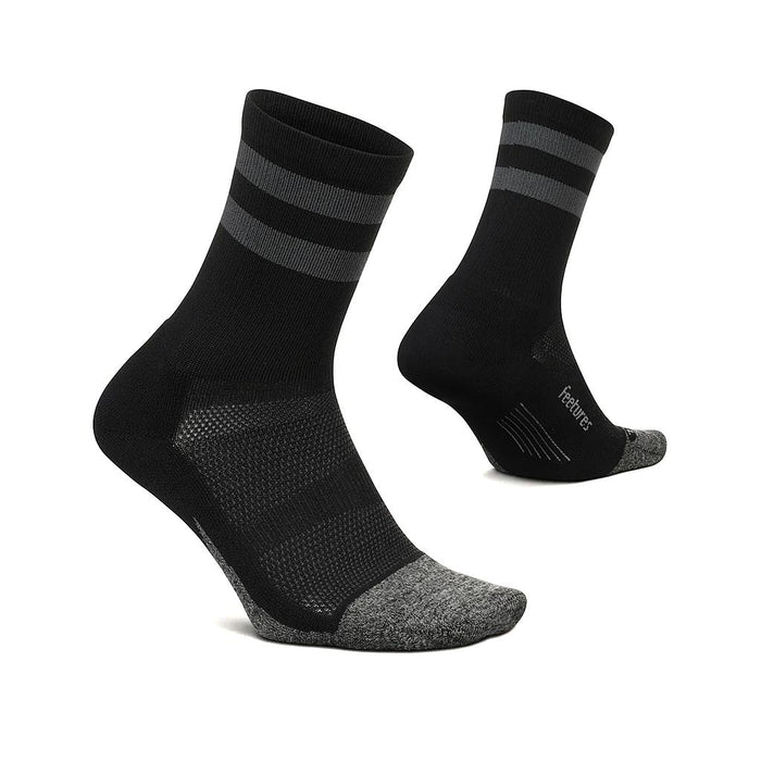 E904042 Feetures Medias Unisex Running Elite Light Cushion Mini Crew Black High Top Stripe