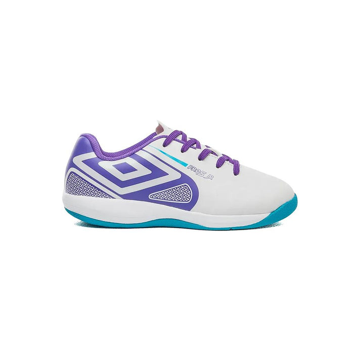 U07FB00092-203 Umbro Calzados Indoor Niños Futbol Pro 5 Jr White/Electric Purple/Atomic Blue