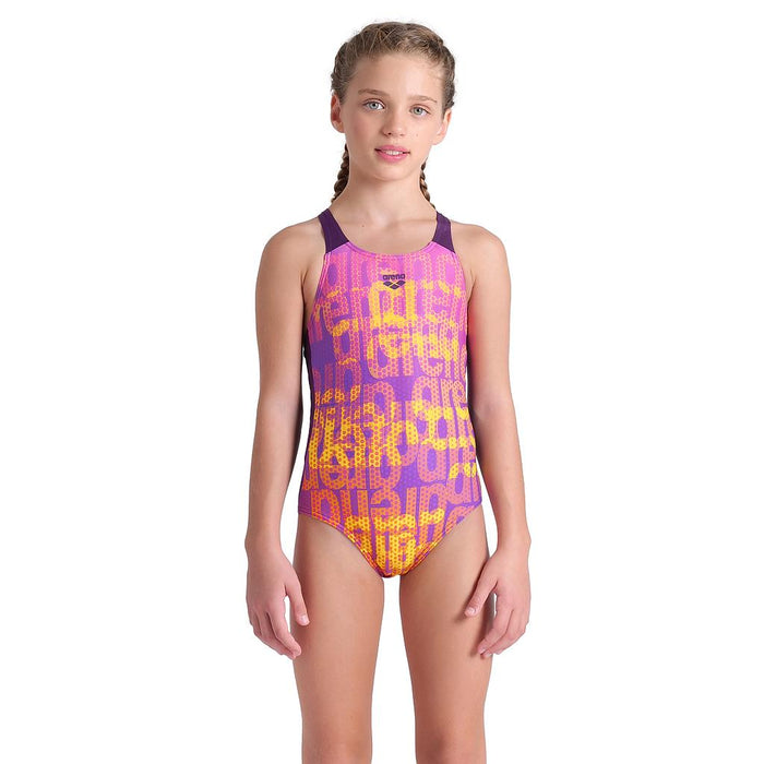 009007-909 Arena Traje de baño Niños Natacion Multi Colours Swimsuit V Back Plum Multi Plum