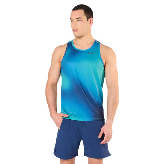 Saucony Musculosas Masculino Running Stopwatch Singlet Sublimation French Blue