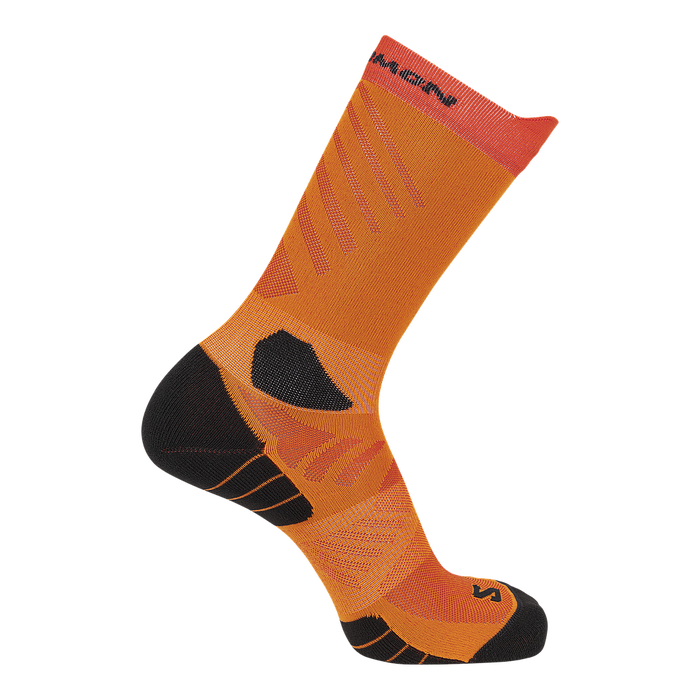 Salomon Medias Unisex Running Socks Aero Crew Red Orange/Turmeric