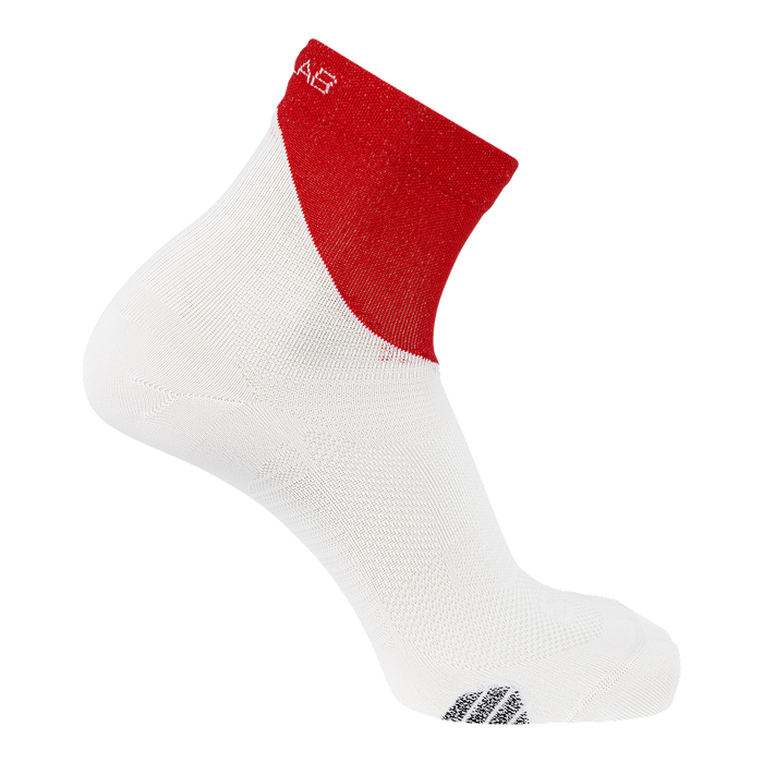 Salomon Medias Unisex Running Socks S/Lab Phantasm Ankle White/Fiery Red