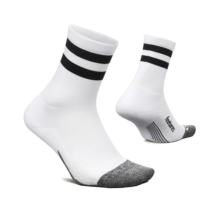 E905692 Feetures Medias Unisex Running Elite Light Cushion Mini Crew White High Top Stripe