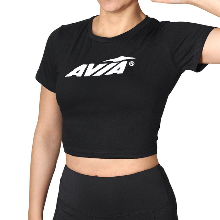 Avia Crop Tops Femenino Running Miami Black