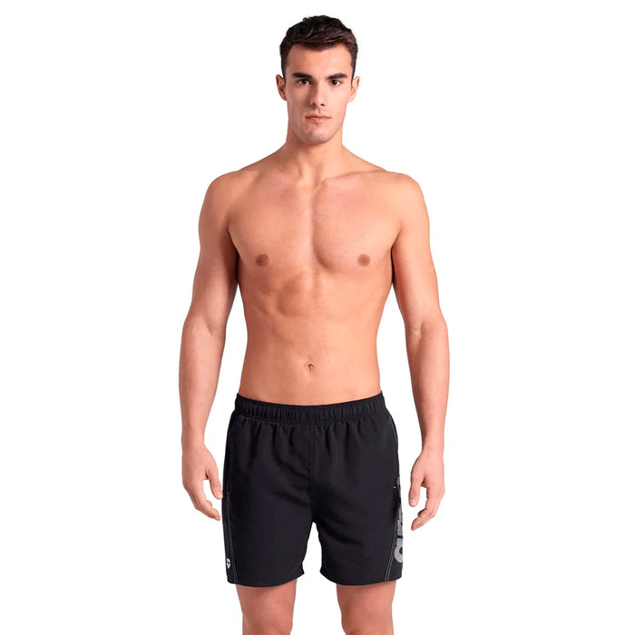 Arena Shorts Masculino Natacion Fundamentals Logo Boxer R Black White