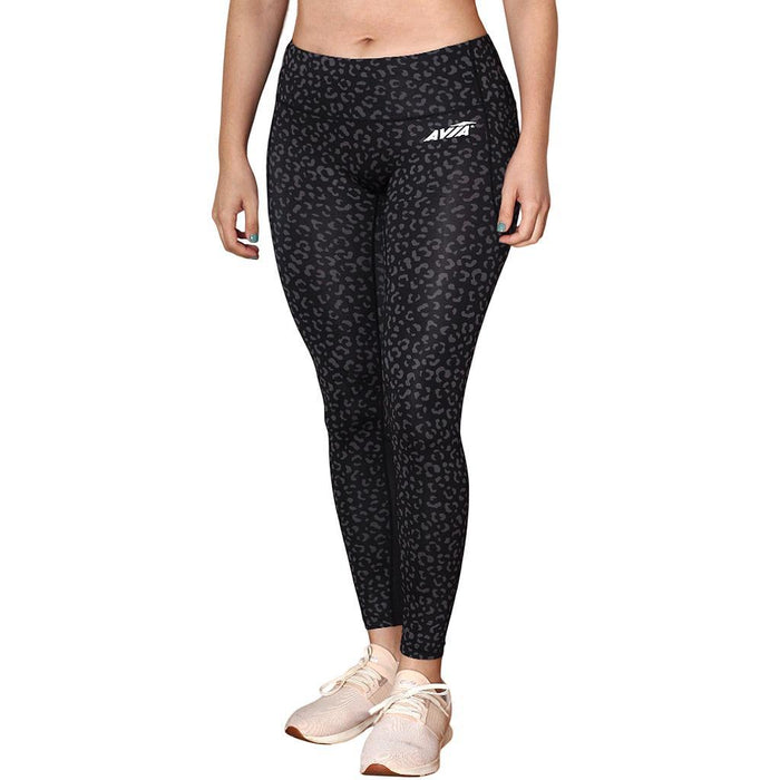 Avia Calzas Femenino Running Queens Long Tight Black Animal Print