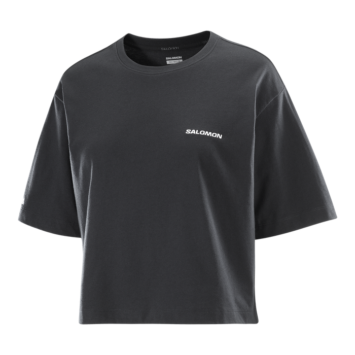 LC2527800 Salomon Prendas Remeras Femenino Running Short Ss Tee Relaxed Black