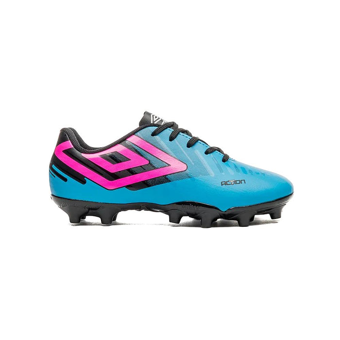 Umbro Campo Junior Futbol Action Jr Azul Electrico/Preto/Rosa