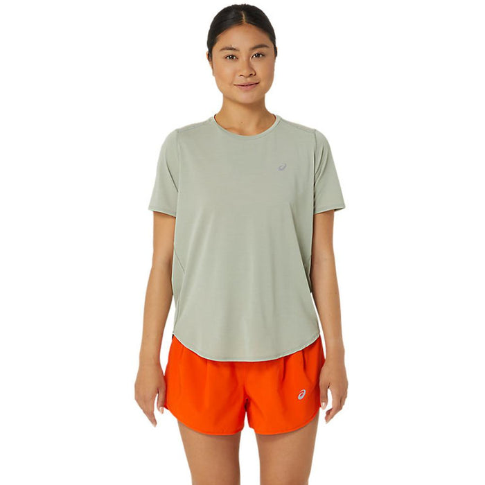 Asics Remeras Femenino Running Road Ss Top Olive Grey