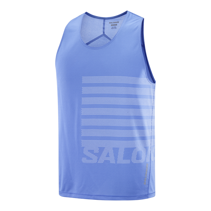 LC2693300 Salomon Prendas Musculosas Masculino Running Sense Aero Singlet Gfx Ultramarine/White