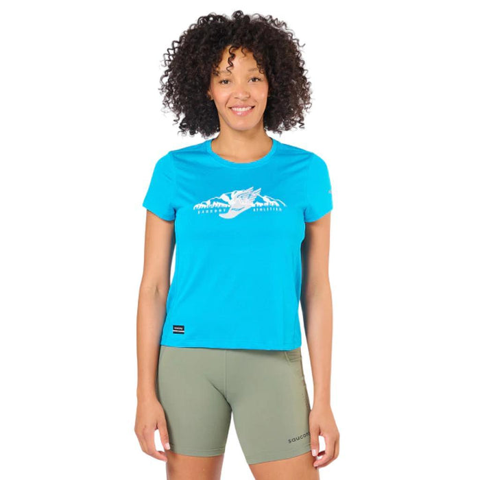 Saucony Remeras Femenino Running Peregrine Graphic Short Sleeve Light Blue