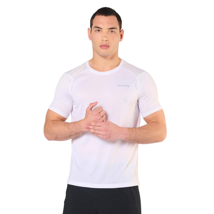 Saucony Remeras Masculino Running Elevate Short Sleeve Cloud White