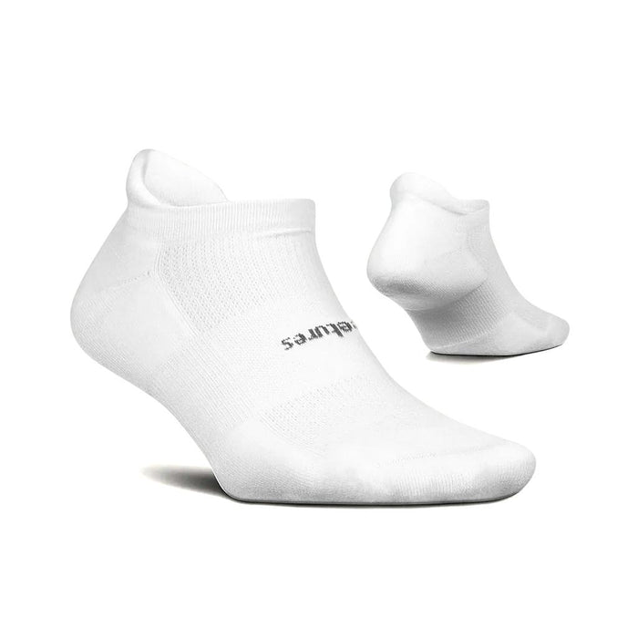 FA50003 Feetures Medias Unisex Running Max Cushion No Show Tab White