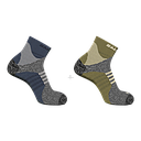 LC2371900 Salomon Accesorios Medias Unisex Running Socks X Ultra Access Quarter 2-Pack Gothic Olive/Grisaille