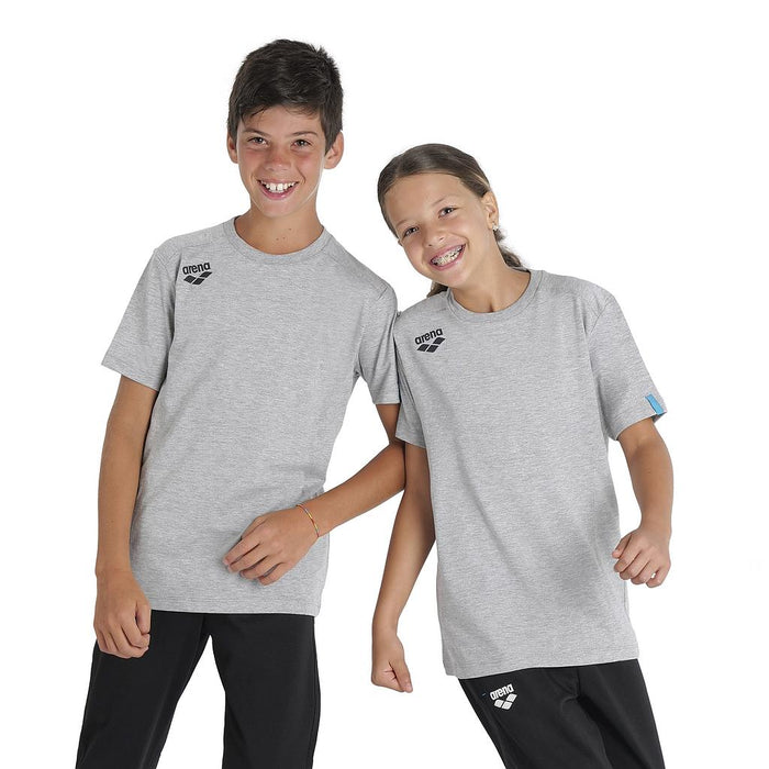004918-550 ARENA PRENDAS REMERAS NIÑOS MODA JR TEAM T SHIRT PANEL MEDIUM GREY HEATHER