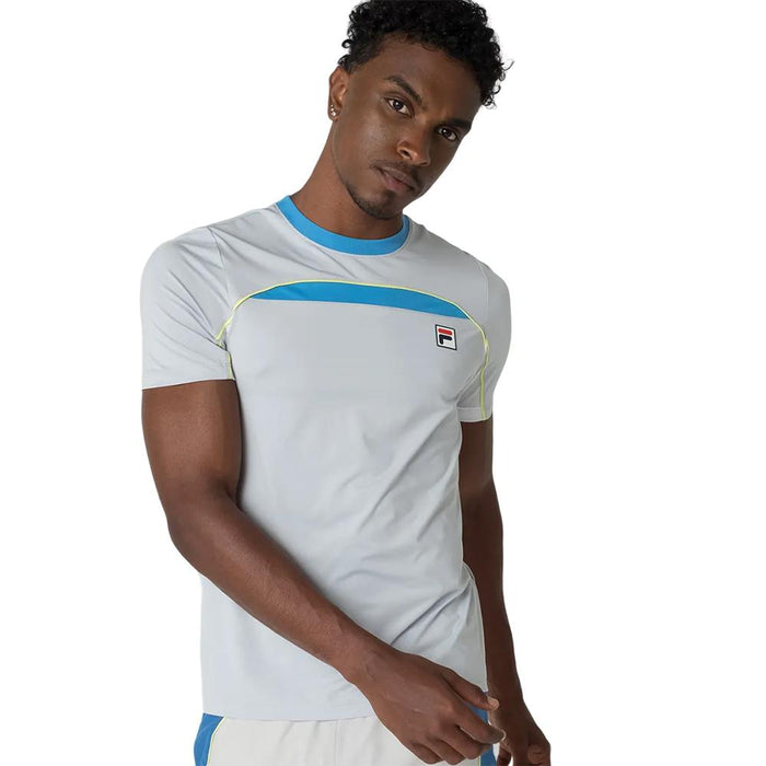 Fila Remeras Masculino Training Backspin Short Sleeve Light Gray/Blue/Yellow Neon Light