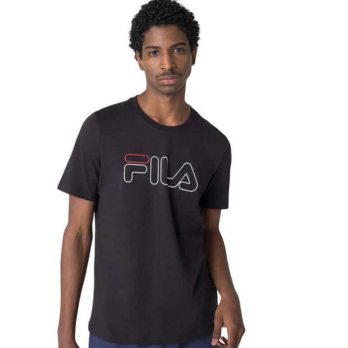 Fila Remeras Masculino Moda Regular Letter Outline Black/White/Red