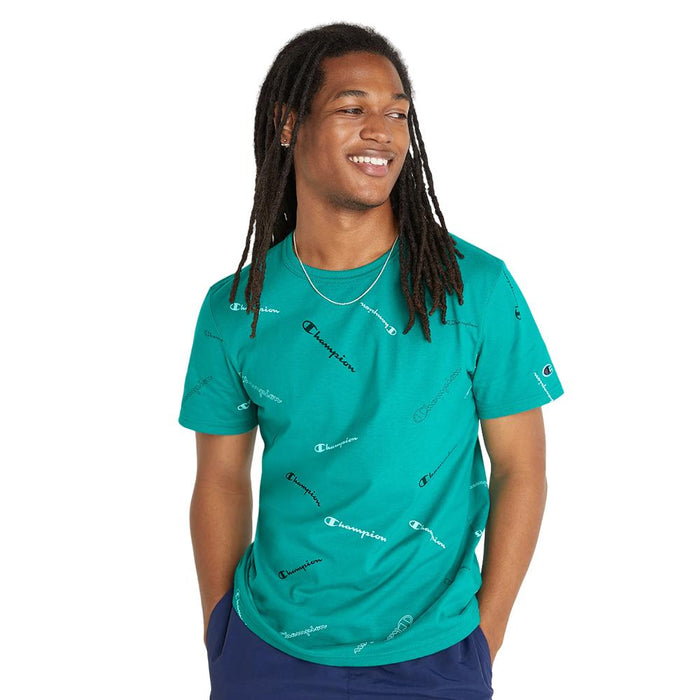 Champion T-Shirt Masculino Sportstyle Logo Tee Solid Scripts Navy