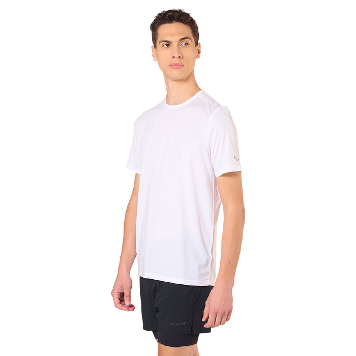 Saucony Remeras Masculino Running Stopwatch Short Sleeve White
